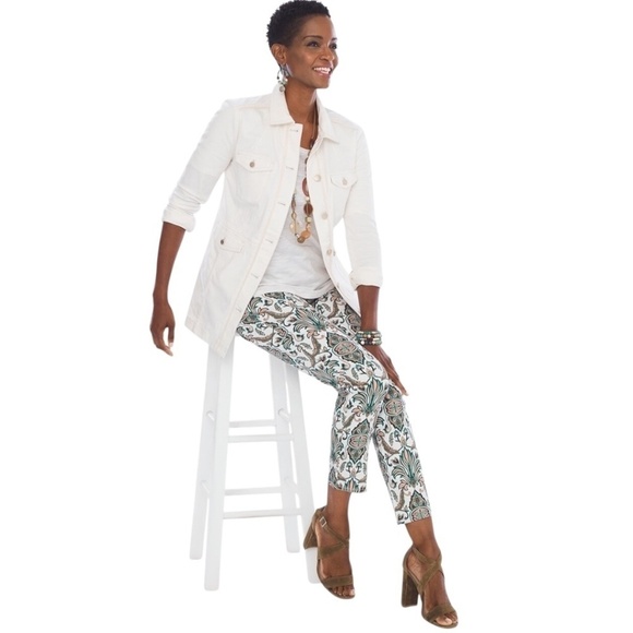 Chico's So Slimming Damask Girlfriend Ankle Jeans Pockets - Picture 2 of 3